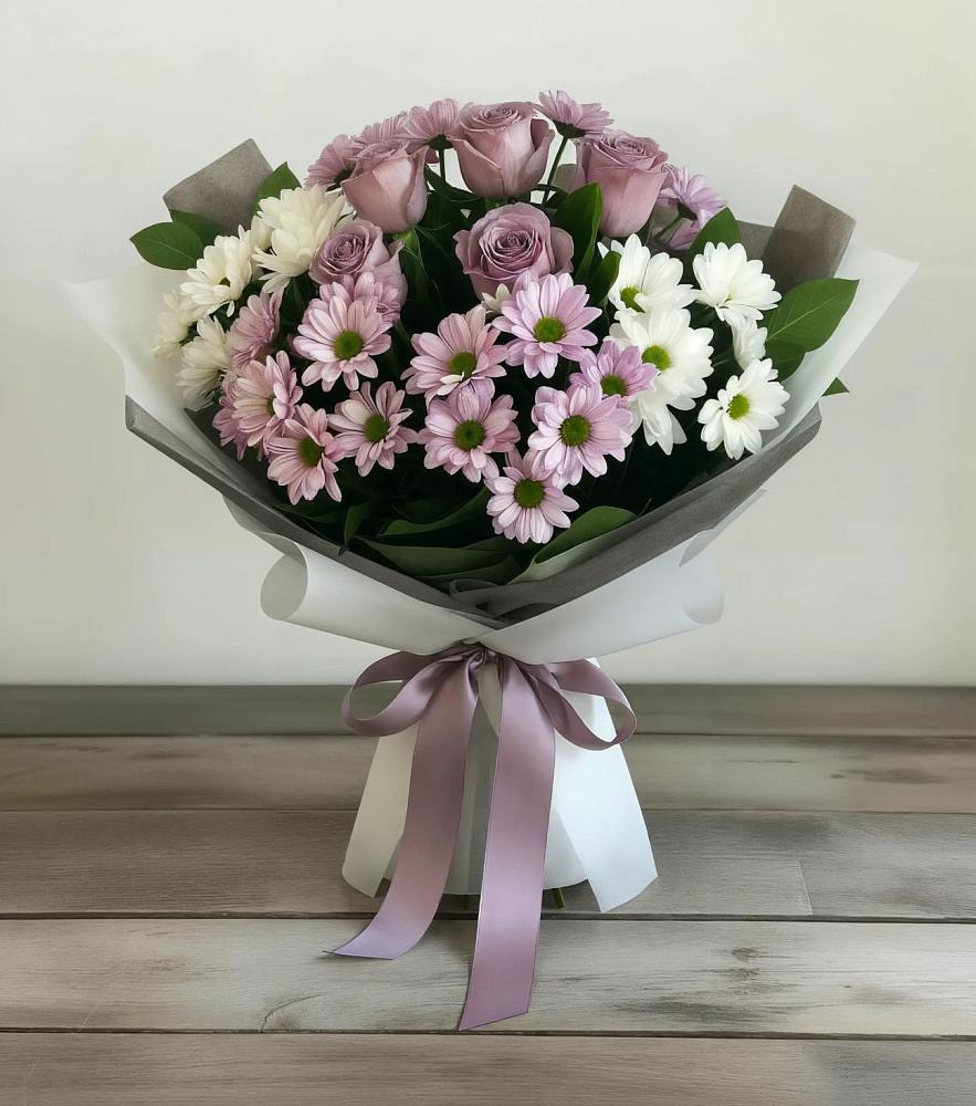 Букет цветов из: Хризантемы и Розы в Красногородске