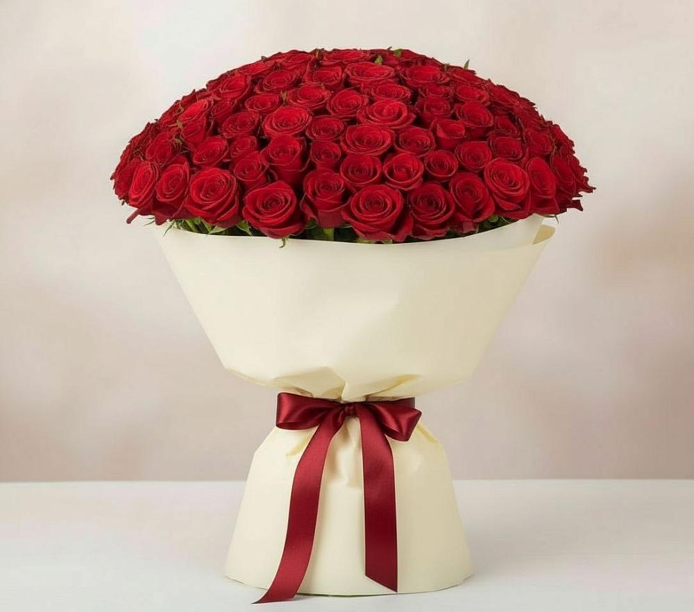 Букет 101 Красная роза Милано в Красногородске