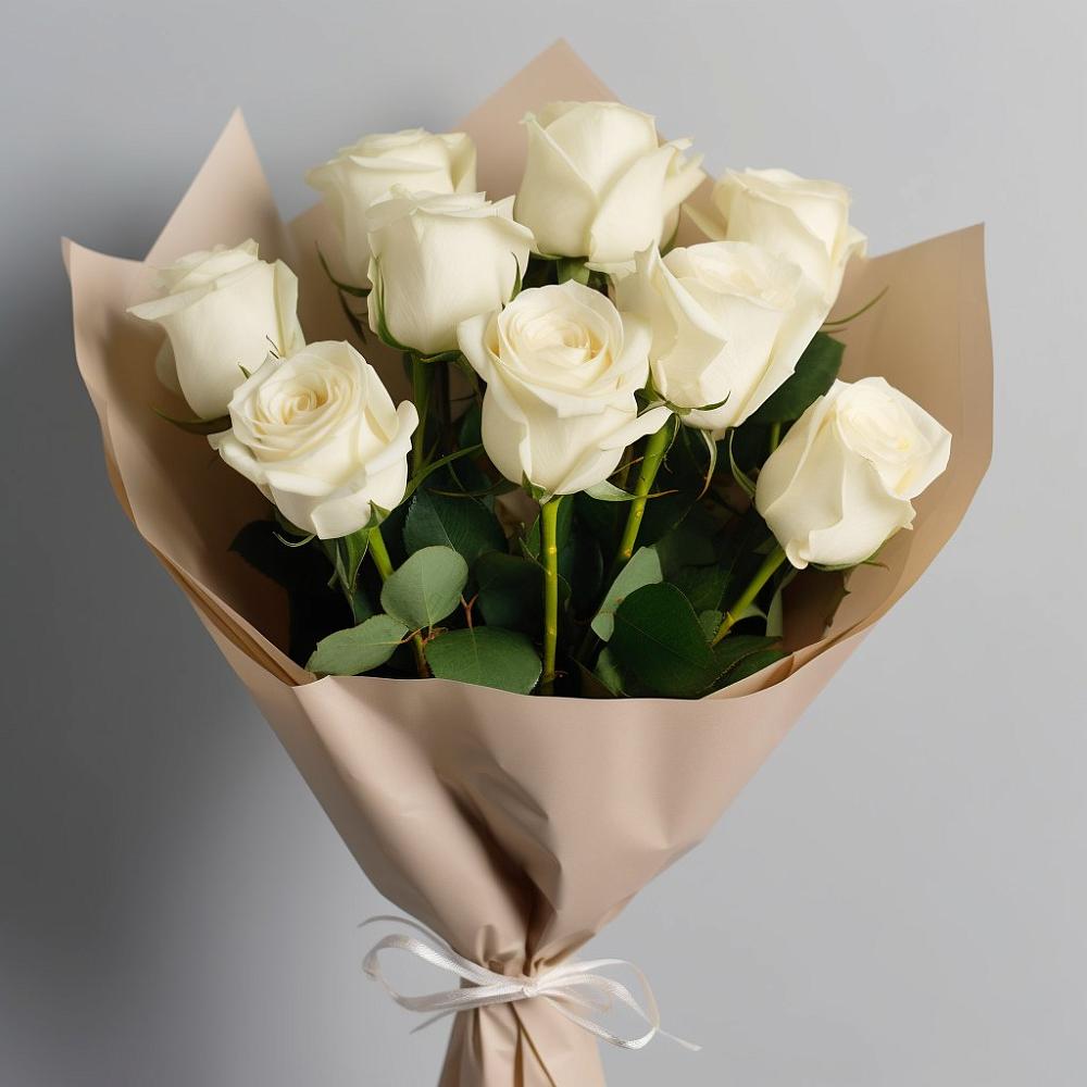 Букет 9 Белых роз Эдлесс Лав в Красногородске