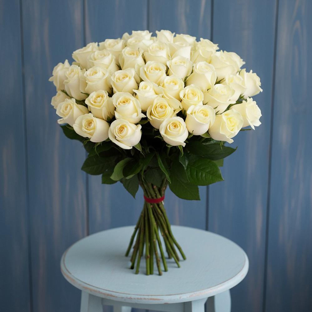 Букет 51 Белая роза Эдлесс Лав в Красногородске