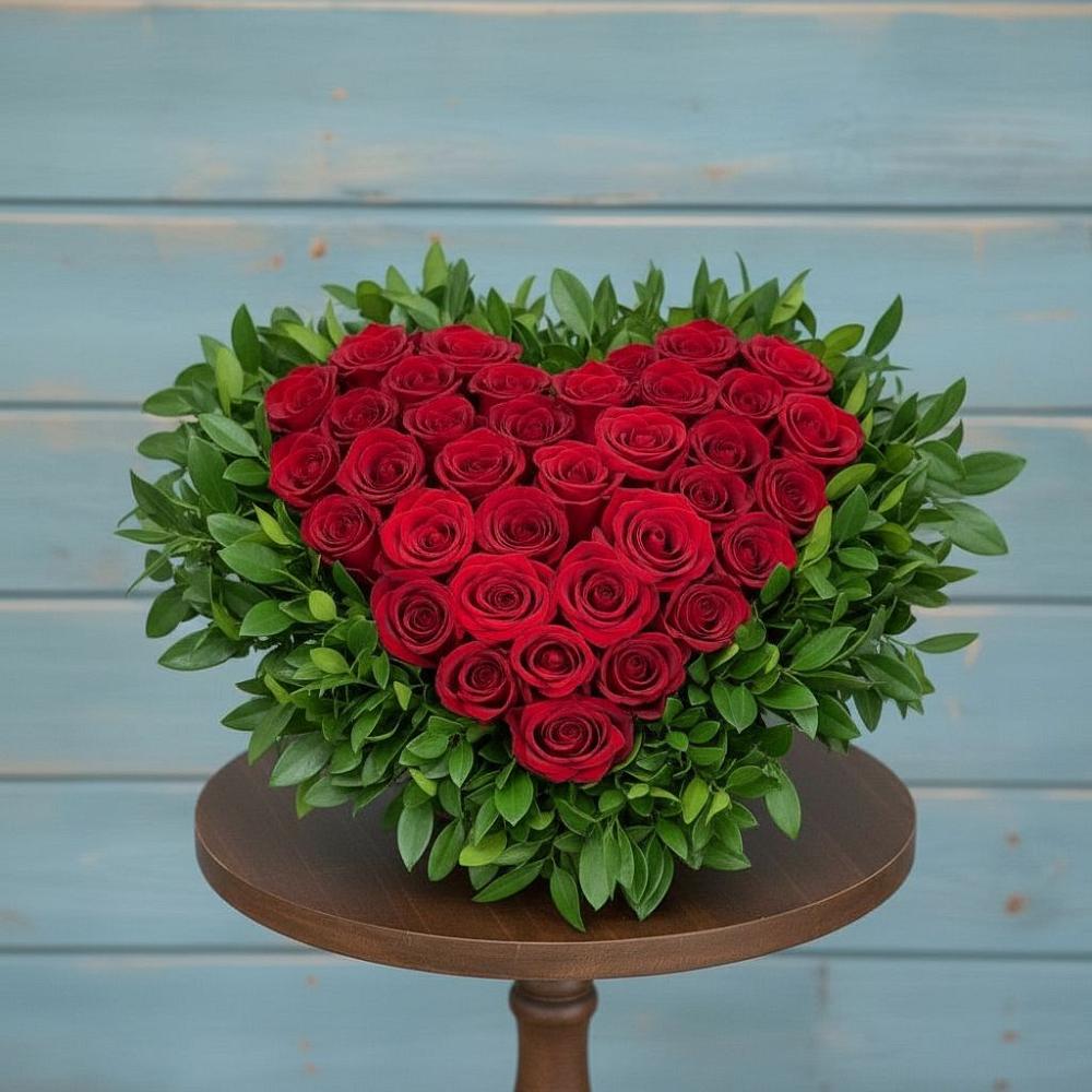 Цветочная композиция из Розы в виде сердца в Красногородске