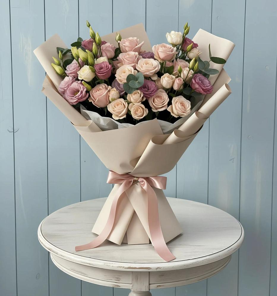 Букет цветов из: Розы и Лизиантусы в Красногородске