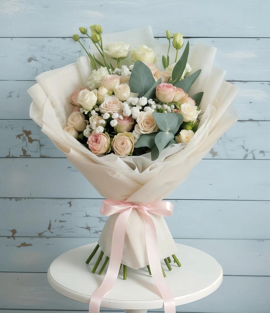 Букет цветов из: Розы и Лизиантусы в Красногородске