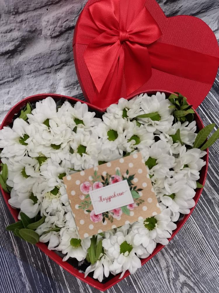 Цветочная композиция из Хризантемы в виде сердца в Красногородске